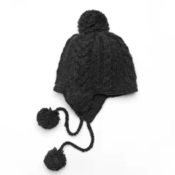 SIJJL Women's Cable-Knit Wool Trapper Hat