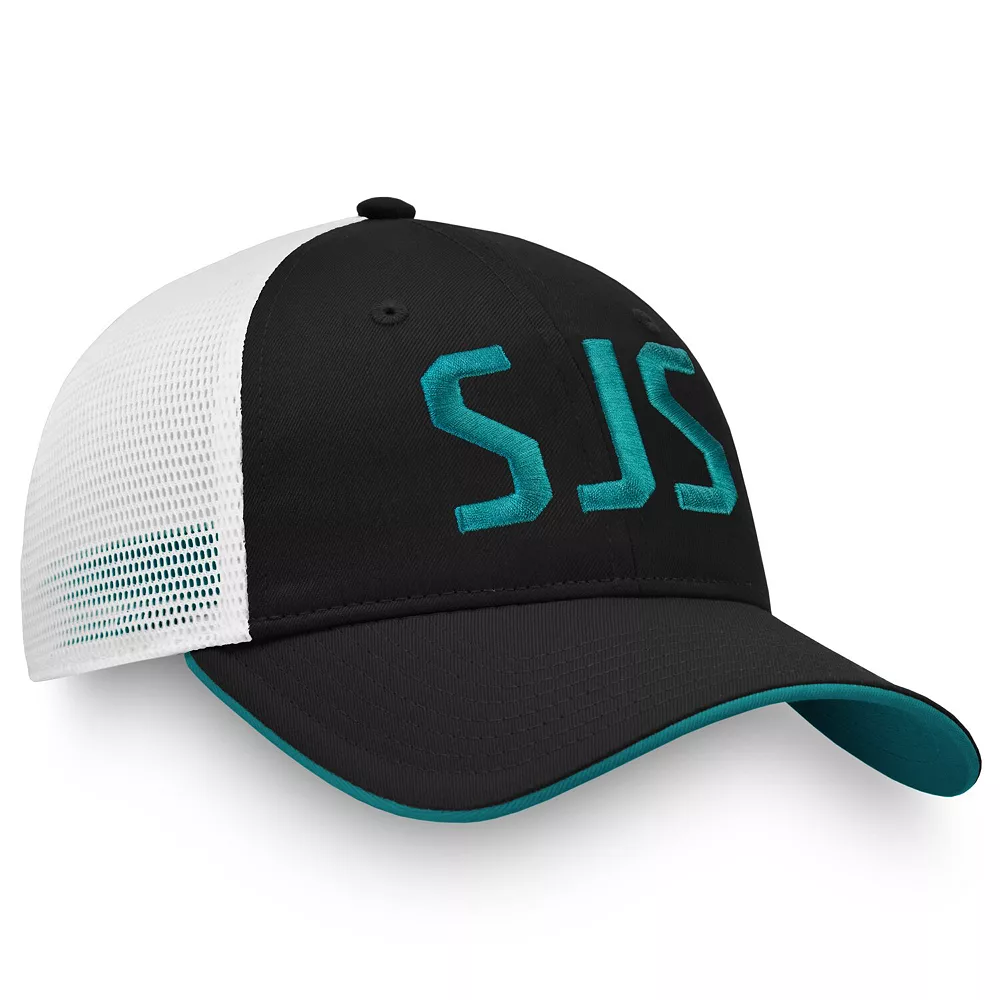 Women's Fanatics Branded Black/White San Jose Sharks Iconic Trucker Adjustable Hat 4 Women's Fanatics Branded Black/White San Jose Sharks Iconic Trucker Adjustable Hat - Image 4