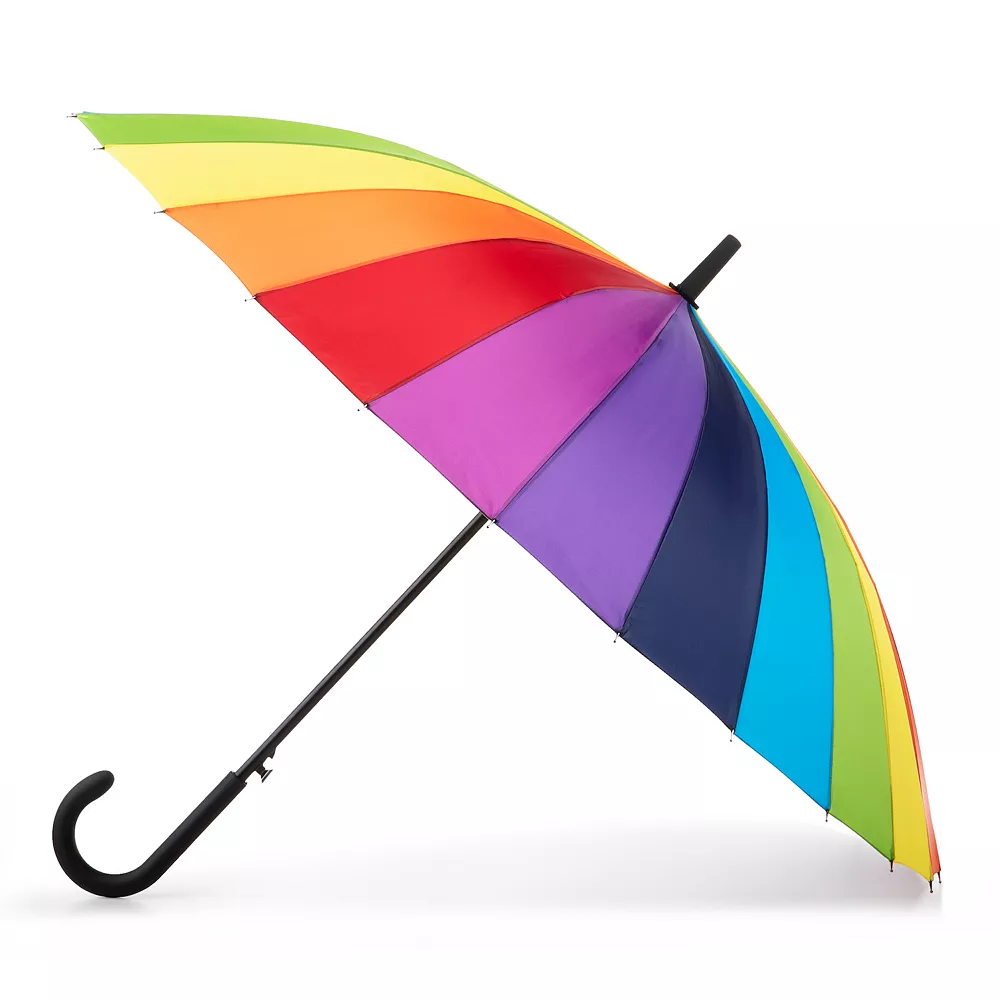 Totes Rainbow Auto-Open Stick Umbrella 1 Totes Rainbow Auto-Open Stick Umbrella