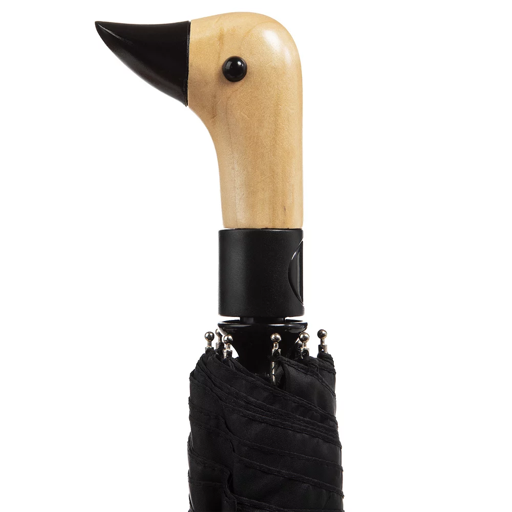 Totes Automatic Water Resistant 3-Section Wooden Duck Handle Umbrella 4 Totes Automatic Water Resistant 3-Section Wooden Duck Handle Umbrella - Image 4