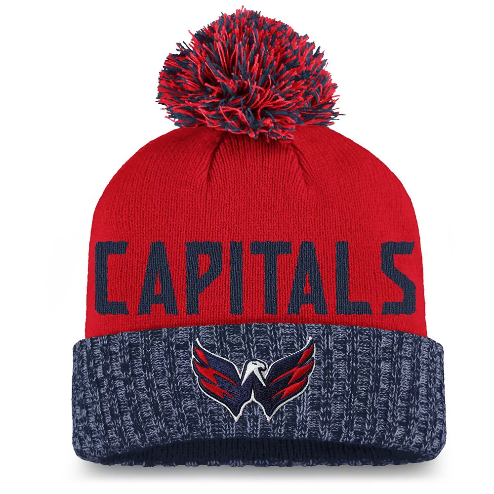 Women's Fanatics Branded Red/Navy Washington Capitals Iconic Cuffed Knit Hat With Pom 1 Women's Fanatics Branded Red/Navy Washington Capitals Iconic Cuffed Knit Hat With Pom