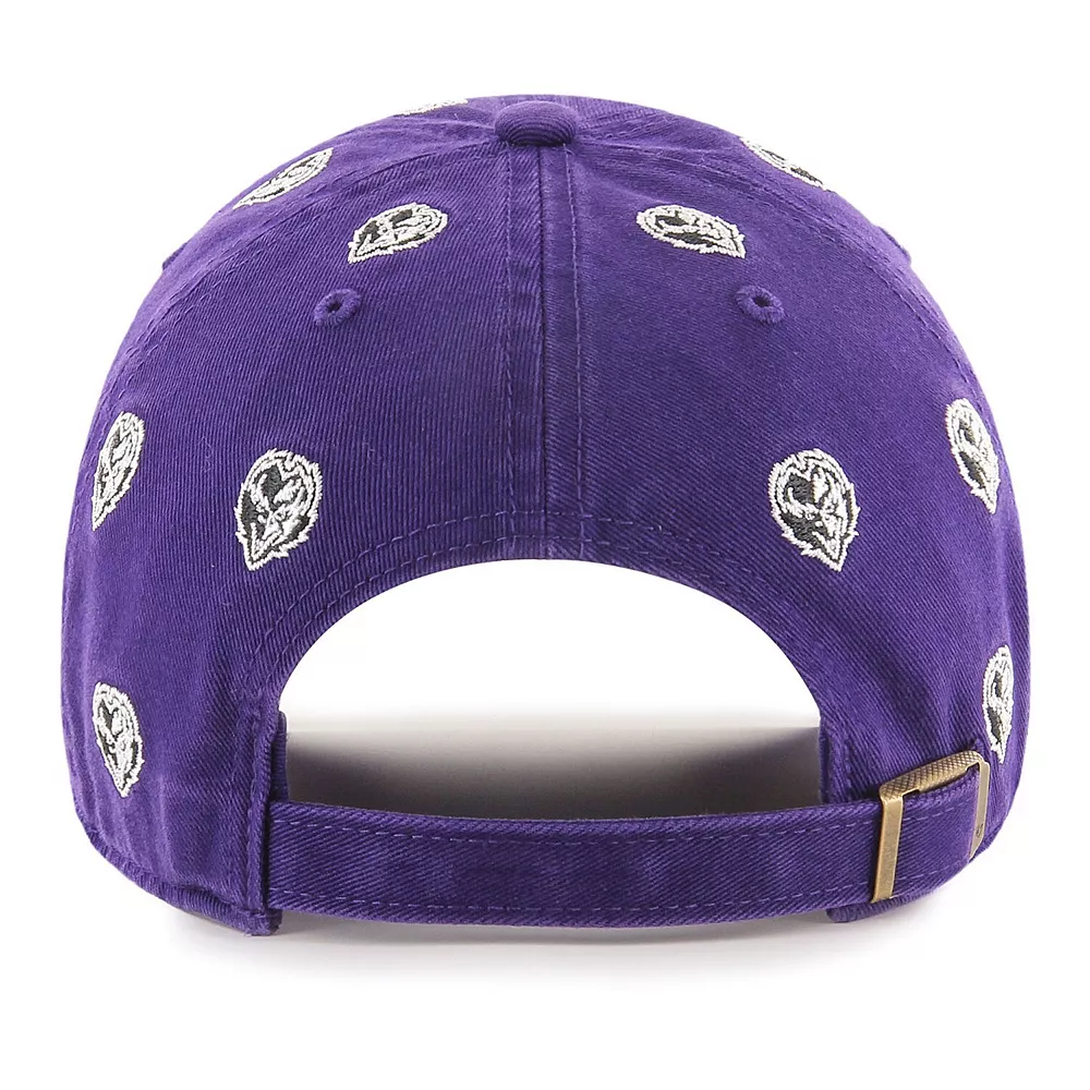 Women's '47 Purple Baltimore Ravens Confetti Clean Up Head Logo Adjustable Hat 3 Women's '47 Purple Baltimore Ravens Confetti Clean Up Head Logo Adjustable Hat - Image 3