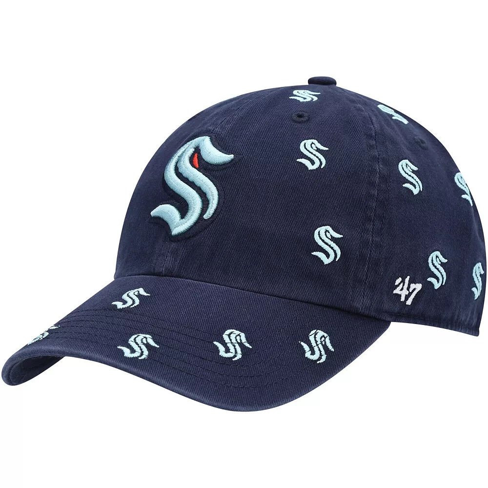 Women's '47 Deep Sea Blue Seattle Kraken Confetti Clean Up Logo Adjustable Hat 1 Women's '47 Deep Sea Blue Seattle Kraken Confetti Clean Up Logo Adjustable Hat