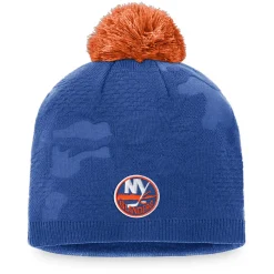 Women's Fanatics Branded Royal/Orange New York Islanders Authentic Pro Team Locker Room Beanie With Pom -SHED RAIN Sales Store 5373180 ALT