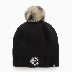 Women's '47 Black Pittsburgh Steelers Serengeti Beanie Hat With Pom