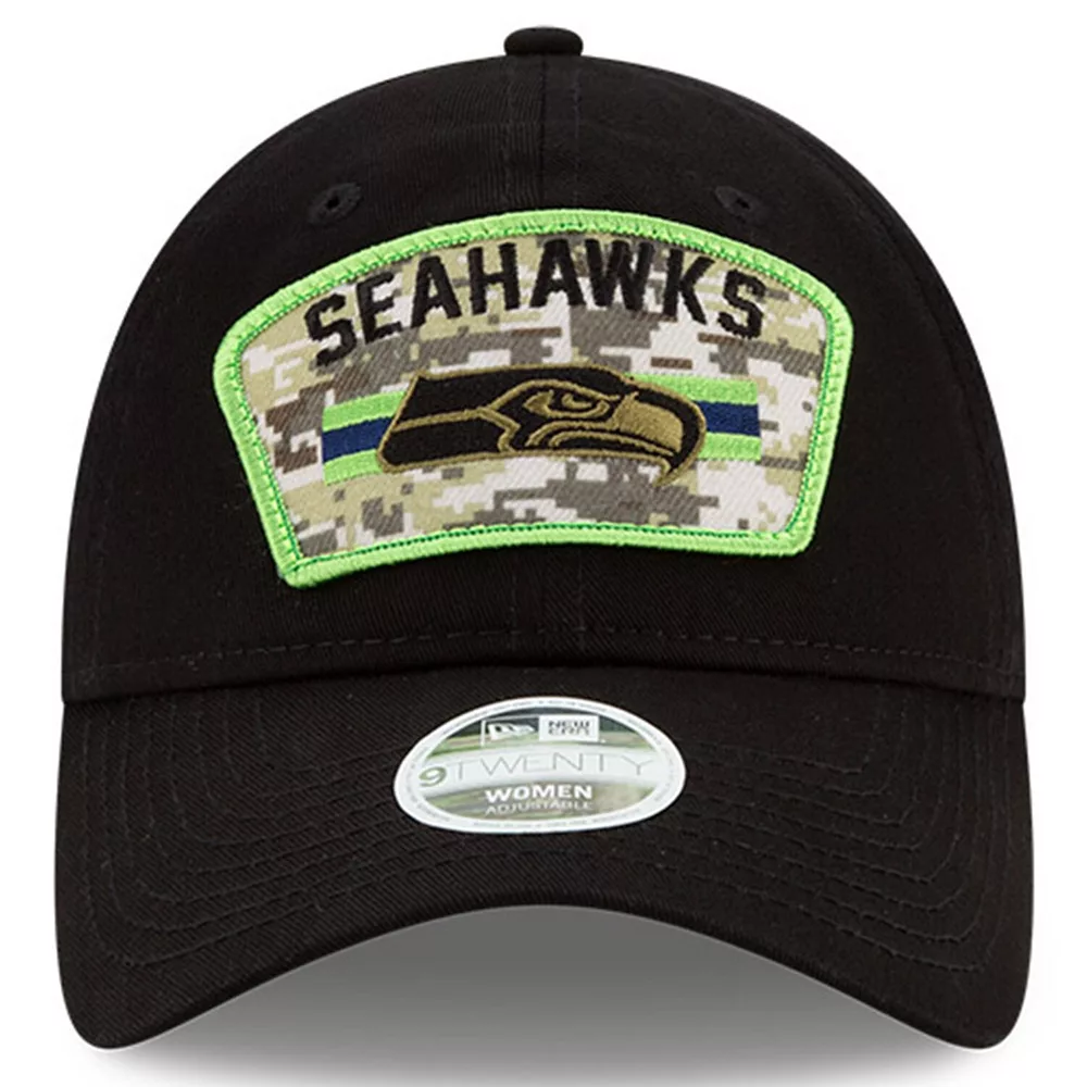 Women's New Era Black Seattle Seahawks 2021 Salute To Service 9TWENTY Adjustable Hat 2 Women's New Era Black Seattle Seahawks 2021 Salute To Service 9TWENTY Adjustable Hat - Image 2