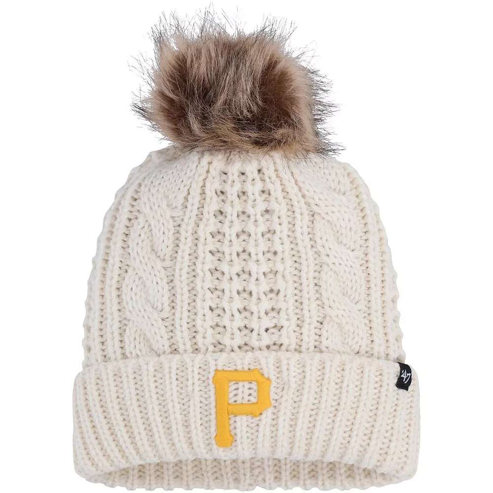Women's '47 Cream Pittsburgh Pirates Meeko Cuffed Knit Hat With Pom 1 Women's '47 Cream Pittsburgh Pirates Meeko Cuffed Knit Hat With Pom