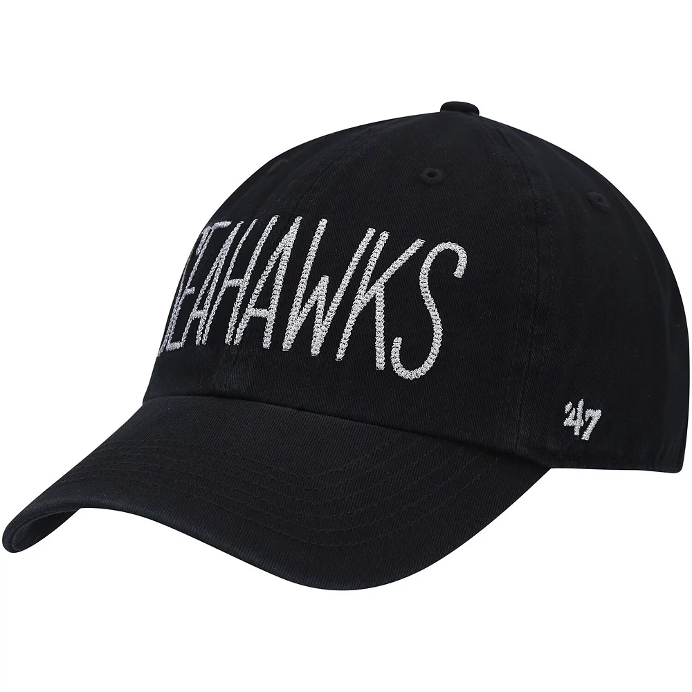 Women's '47 Black Seattle Seahawks Shimmer Text Clean Up Adjustable Hat 2 Women's '47 Black Seattle Seahawks Shimmer Text Clean Up Adjustable Hat - Image 2