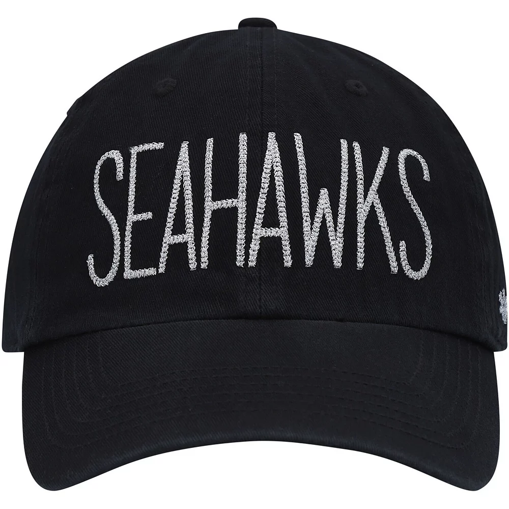 Women's '47 Black Seattle Seahawks Shimmer Text Clean Up Adjustable Hat 3 Women's '47 Black Seattle Seahawks Shimmer Text Clean Up Adjustable Hat - Image 3