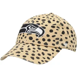 Women's '47 Tan Seattle Seahawks Cheetah Clean Up Adjustable Hat -SHED RAIN Sales Store 5381667 ALT