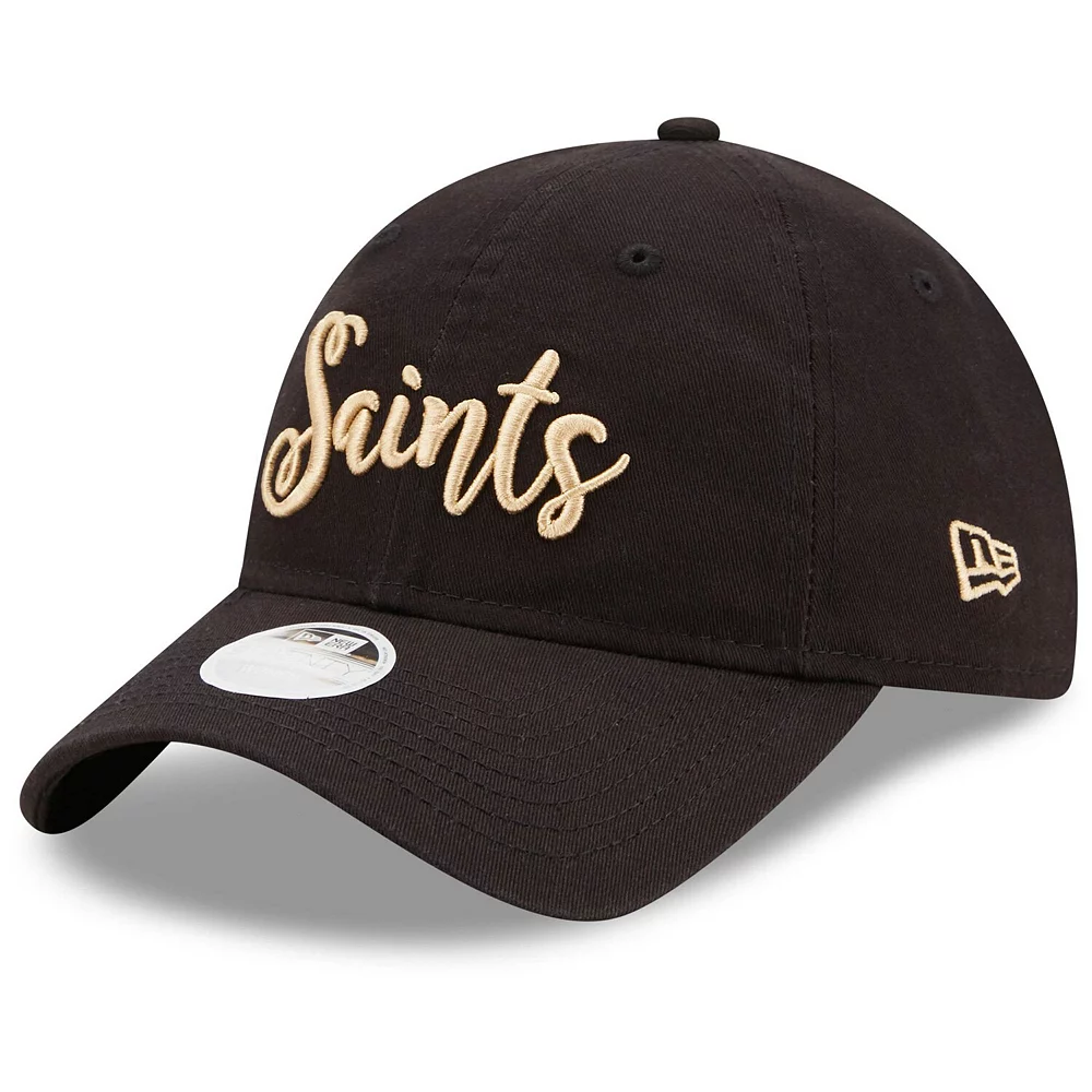 Women's New Era Black New Orleans Saints Script 9TWENTY Adjustable Hat 1 Women's New Era Black New Orleans Saints Script 9TWENTY Adjustable Hat