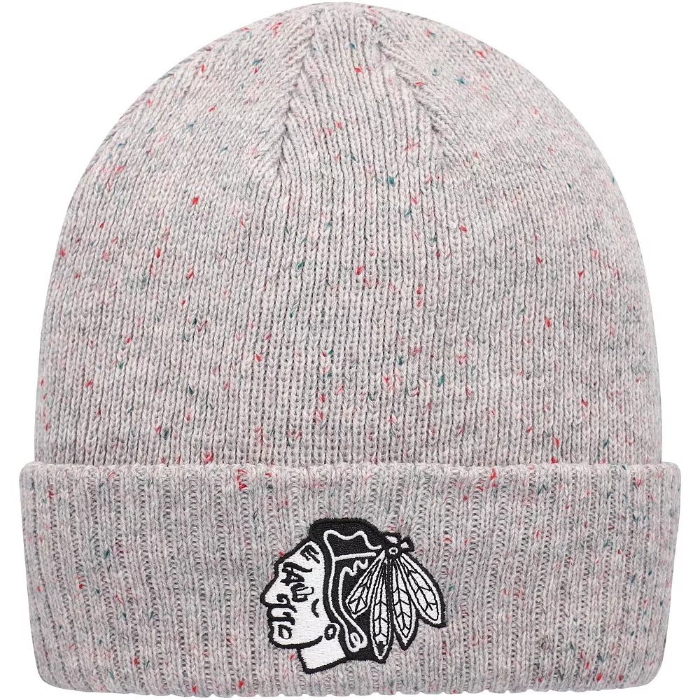 Women's Adidas Gray Chicago Blackhawks Logo Cuffed Knit Hat 1 Women's Adidas Gray Chicago Blackhawks Logo Cuffed Knit Hat