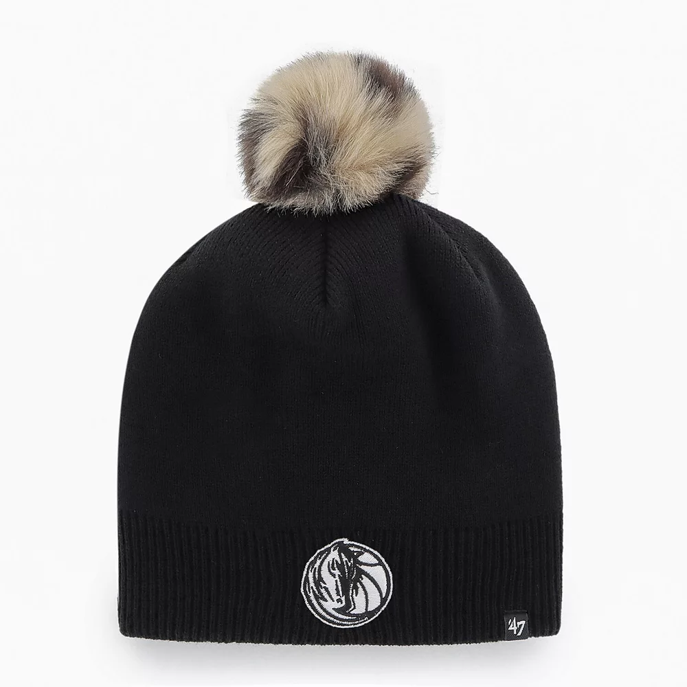 Women's '47 Black Dallas Mavericks Serengeti Knit Beanie With Pom 1 Women's '47 Black Dallas Mavericks Serengeti Knit Beanie With Pom