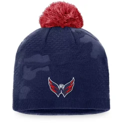 Women's Fanatics Branded Navy/Red Washington Capitals Authentic Pro Team Locker Room Beanie With Pom
