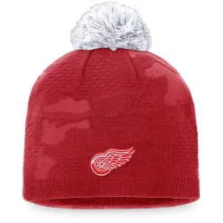 Women's Fanatics Branded Red/White Detroit Red Wings Authentic Pro Team Locker Room Beanie With Pom