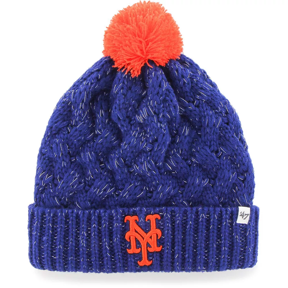 '47 BRAND Women's '47 Royal New York Mets Knit Cuffed Hat With Pom 1 '47 BRAND Women's '47 Royal New York Mets Knit Cuffed Hat With Pom