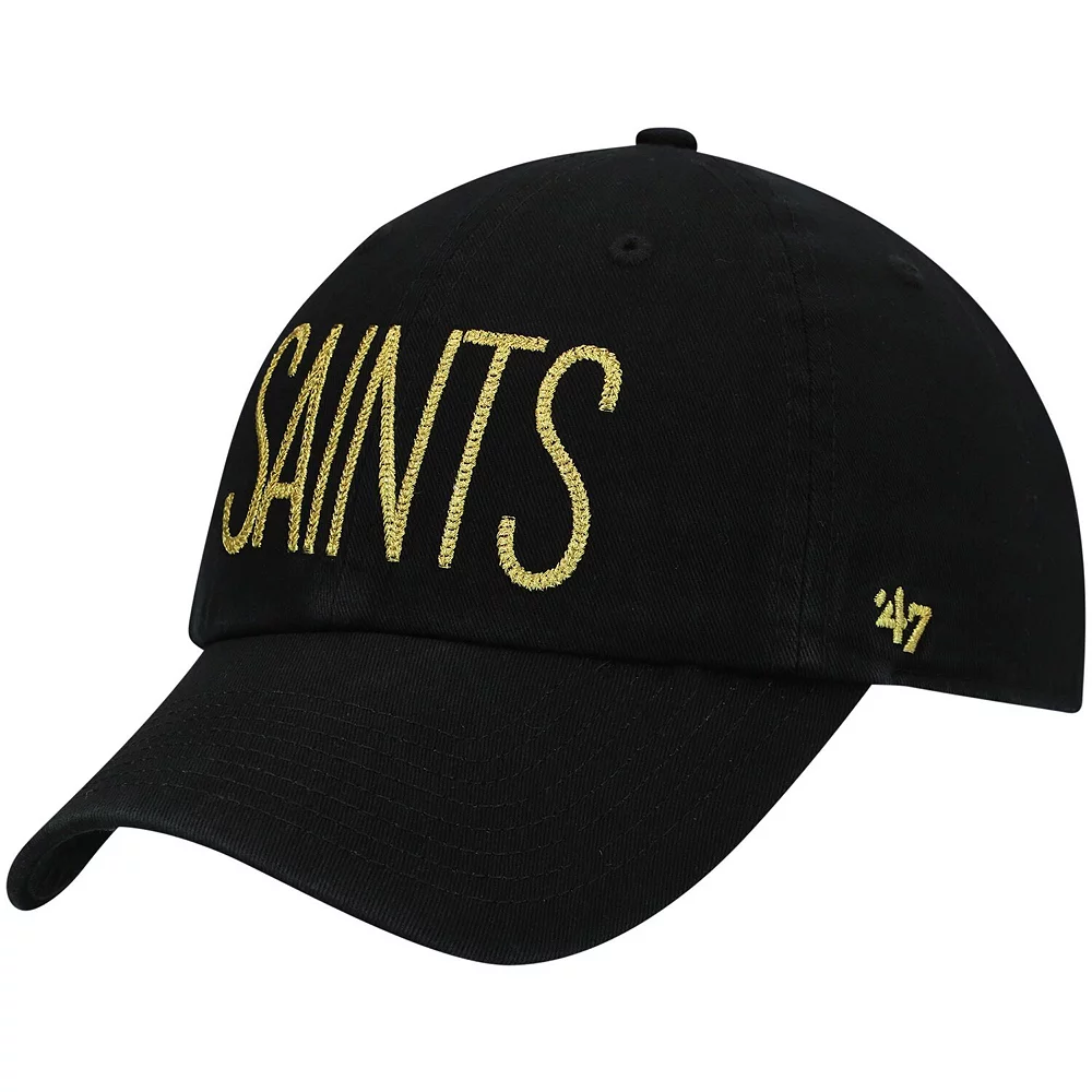 Women's '47 Black New Orleans Saints Shimmer Text Clean Up Adjustable Hat 1 Women's '47 Black New Orleans Saints Shimmer Text Clean Up Adjustable Hat