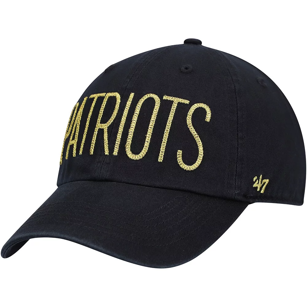 Women's '47 Black New England Patriots Shimmer Text Clean Up Adjustable Hat 1 Women's '47 Black New England Patriots Shimmer Text Clean Up Adjustable Hat