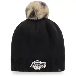 Unbranded Women's '47 Black Los Angeles Lakers Serengeti Knit Beanie With Pom