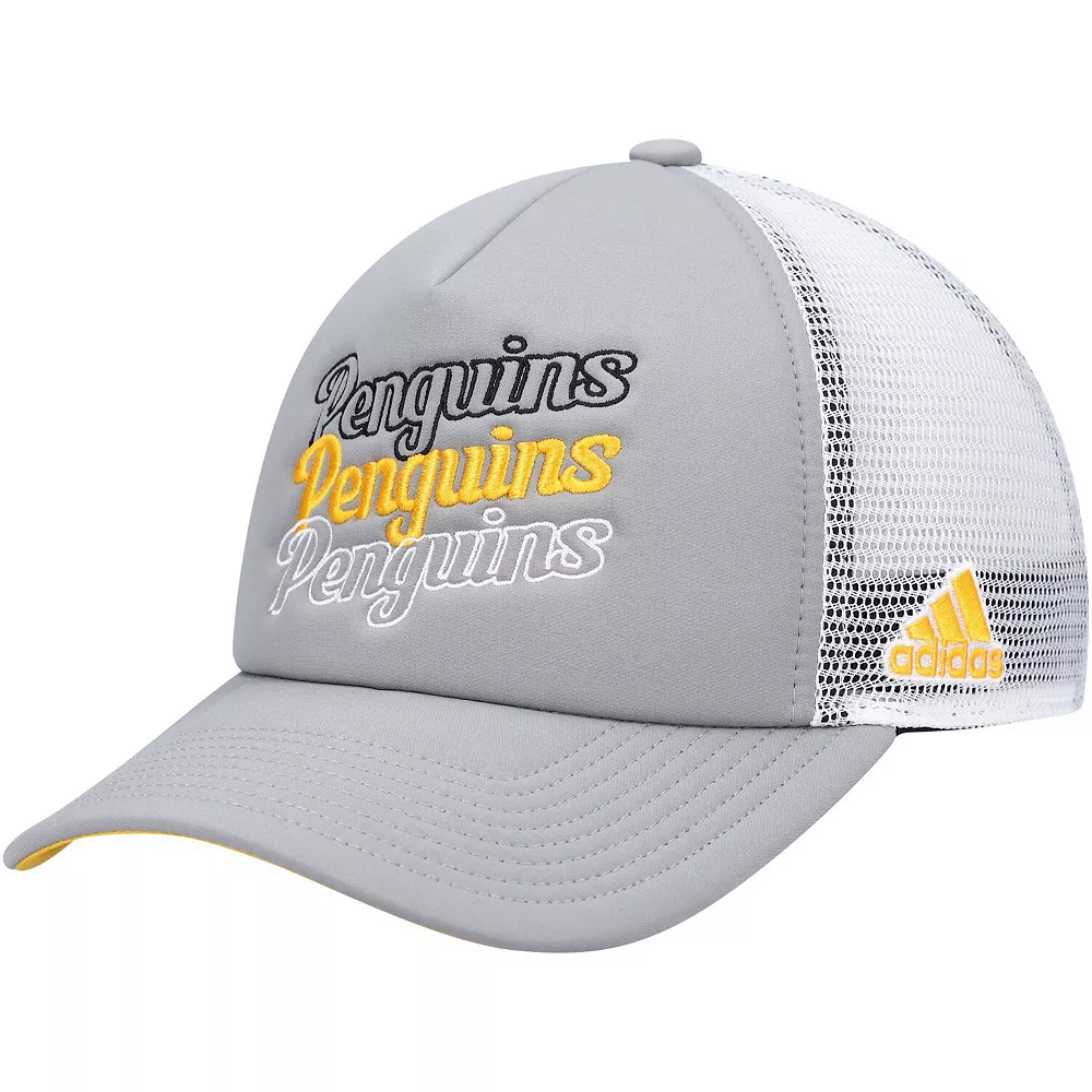 Women's Adidas Gray/White Pittsburgh Penguins Foam Trucker Snapback Hat 2 Women's Adidas Gray/White Pittsburgh Penguins Foam Trucker Snapback Hat - Image 2