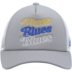 Women's Adidas Gray/White St. Louis Blues Foam Trucker Snapback Hat -SHED RAIN Sales Store 5683512 ALT2