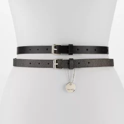 Women's Nine West 2-for-1 Roller Buckle Logo Belt Set