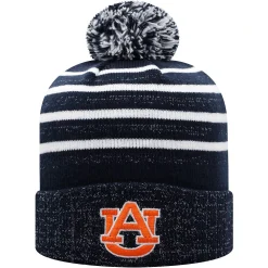 Alternative view of Women's Top Of The World Navy Auburn Tigers Shimmering Cuffed Knit Hat With Pom