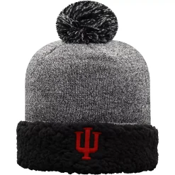 Women's Top Of The World Black Indiana Hoosiers Snug Cuffed Knit Hat With Pom