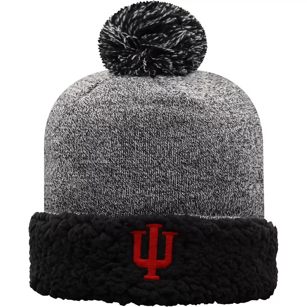 Women's Top Of The World Black Indiana Hoosiers Snug Cuffed Knit Hat With Pom 2 Women's Top Of The World Black Indiana Hoosiers Snug Cuffed Knit Hat With Pom - Image 2