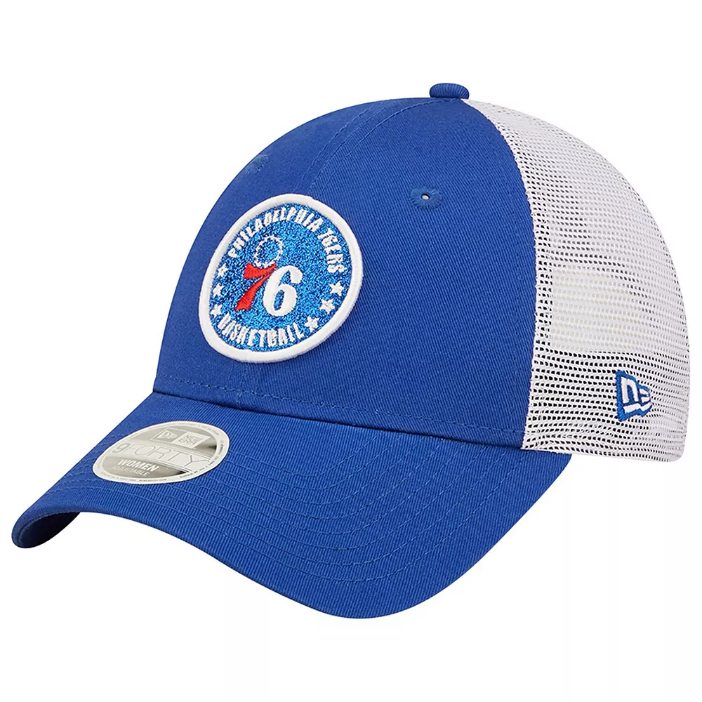 Women's New Era Royal/White Philadelphia 76ers Glitter Patch 9FORTY Snapback Hat 1 Women's New Era Royal/White Philadelphia 76ers Glitter Patch 9FORTY Snapback Hat