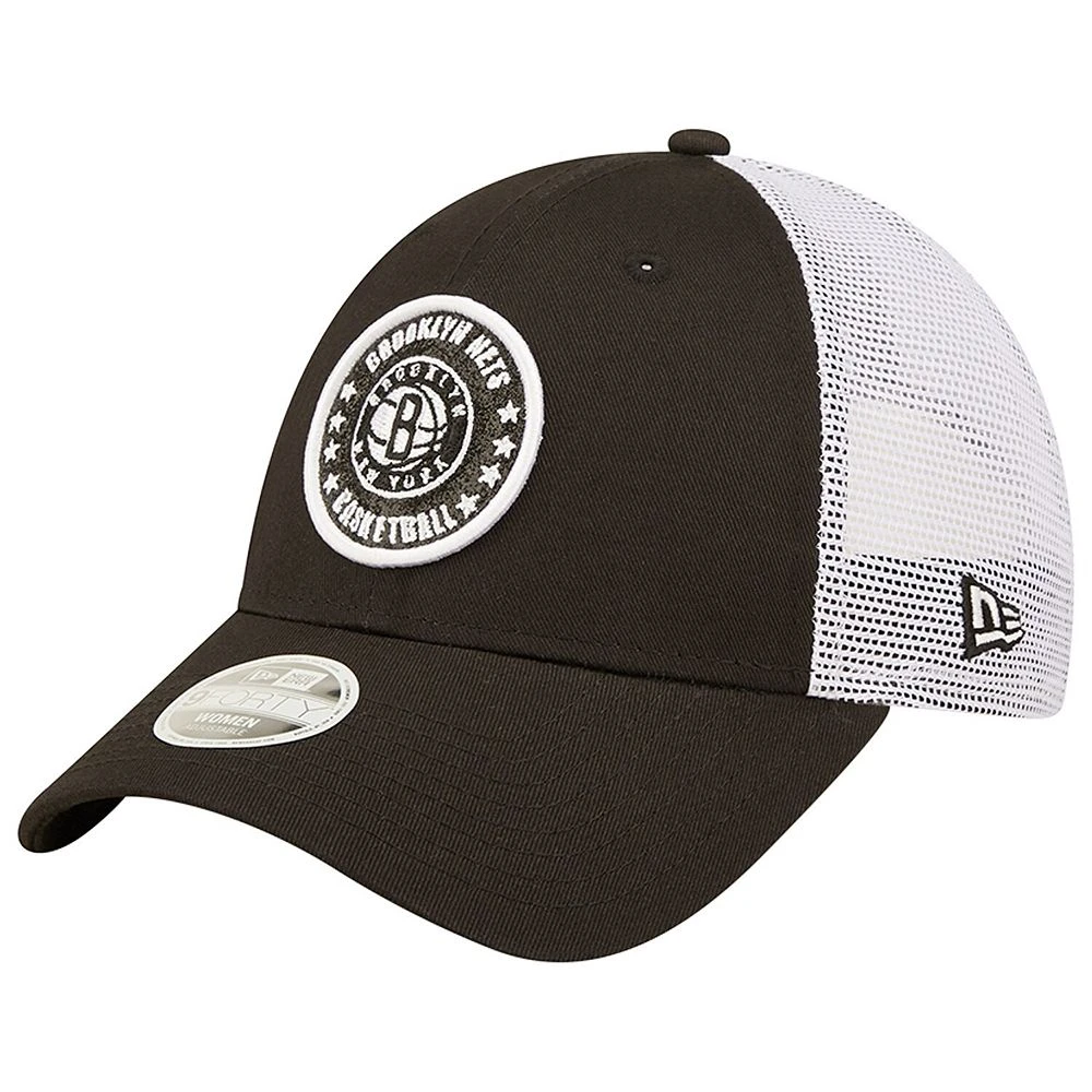 Women's New Era Black/White Brooklyn Nets Glitter Patch 9FORTY Snapback Hat 1 Women's New Era Black/White Brooklyn Nets Glitter Patch 9FORTY Snapback Hat