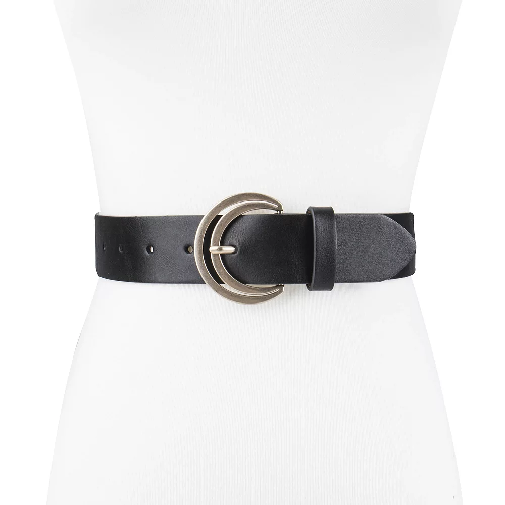 Women's LC Lauren Conrad Crescent Cut-Out Retro Buckle Belt In Regular & Plus 2 Women's LC Lauren Conrad Crescent Cut-Out Retro Buckle Belt In Regular & Plus - Image 2