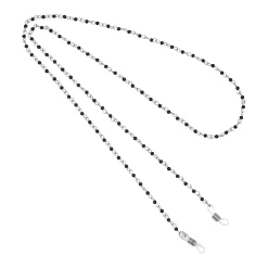 1928 Silver Tone Black Beaded Eyeglass Holder