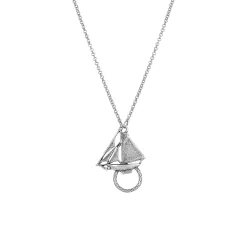 1928 Silver Tone Sailboat Eyeglass Holder