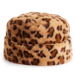 Women's Nine West Leopard Print Faux Fur Cuffed Cloche Hat