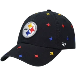 Women's '47 Black Pittsburgh Steelers Multi Confetti Clean Up Adjustable Hat -SHED RAIN Sales Store 5937693 ALT