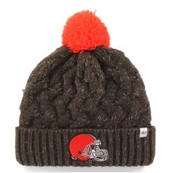 '47 BRAND Women's '47 Brown Cleveland Browns Fiona Logo Cuffed Knit Hat With Pom