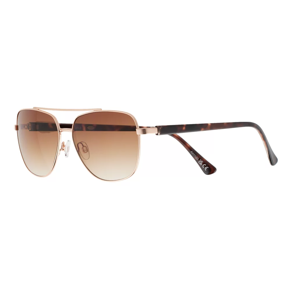 Women's Sonoma Goods For LifeĀ® 58mm Rose Gold Tone Aviator Sunglasses