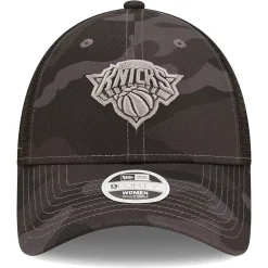 Women's New Era Charcoal New York Knicks Camo Glam 9FORTY Trucker Snapback Hat -SHED RAIN Sales Store 6153882 ALT2