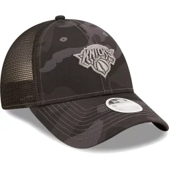 Women's New Era Charcoal New York Knicks Camo Glam 9FORTY Trucker Snapback Hat -SHED RAIN Sales Store 6153882 ALT3