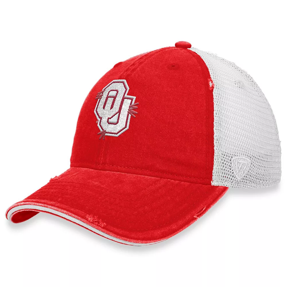 Women's Top Of The World Crimson/White Oklahoma Sooners Radiant Trucker Snapback Hat 1 Women's Top Of The World Crimson/White Oklahoma Sooners Radiant Trucker Snapback Hat