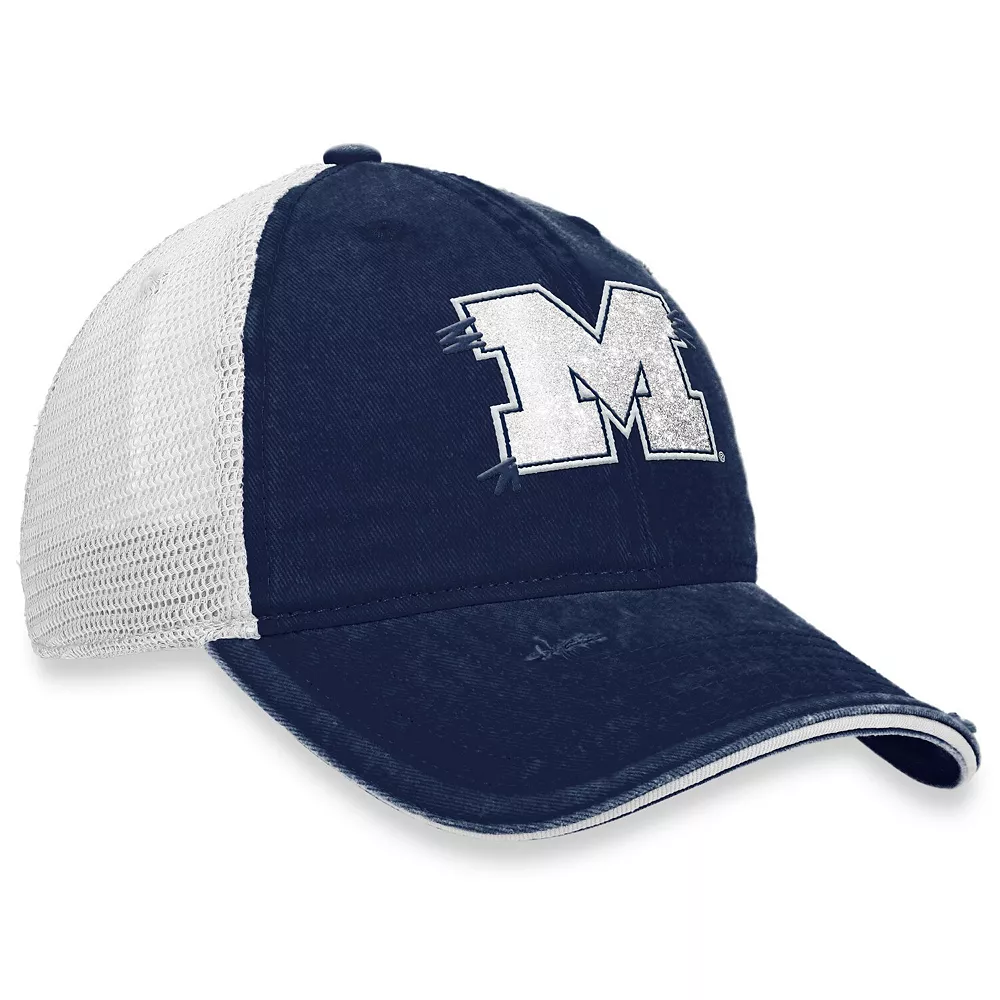 Unbranded Women's Top Of The World Navy/White Michigan Wolverines Radiant Trucker Snapback Hat 4 Unbranded Women's Top Of The World Navy/White Michigan Wolverines Radiant Trucker Snapback Hat - Image 4