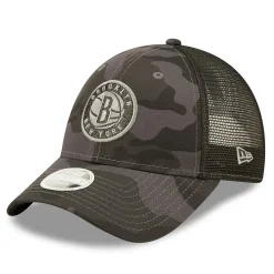 Women's New Era Charcoal Brooklyn Nets Camo Glam 9FORTY Trucker Snapback Hat -SHED RAIN Sales Store 6157765 ALT