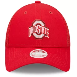 Women's New Era Red Ohio State Buckeyes 9FORTY Logo Spark Trucker Snapback Hat -SHED RAIN Sales Store 6158462 ALT2