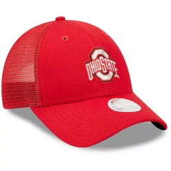 Women's New Era Red Ohio State Buckeyes 9FORTY Logo Spark Trucker Snapback Hat -SHED RAIN Sales Store 6158462 ALT3