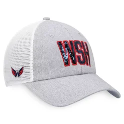 Women's Fanatics Branded Heather Gray/White Washington Capitals Iconic Glimmer Trucker Snapback Hat -SHED RAIN Sales Store 6164758 ALT