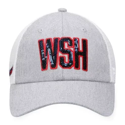 Women's Fanatics Branded Heather Gray/White Washington Capitals Iconic Glimmer Trucker Snapback Hat -SHED RAIN Sales Store 6164758 ALT2