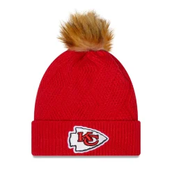 Women's New Era Red Kansas City Chiefs Snowy Cuffed Knit Hat With Pom -SHED RAIN Sales Store 6186219 ALT
