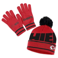 Alternative view of Women's WEAR By Erin Andrews Red Kansas City Chiefs Double Jacquard Cuffed Knit Hat With Pom And Gloves Set
