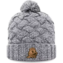 Women's Top Of The World Heather Gray Oregon Ducks Arctic Cuffed Knit Hat With Pom